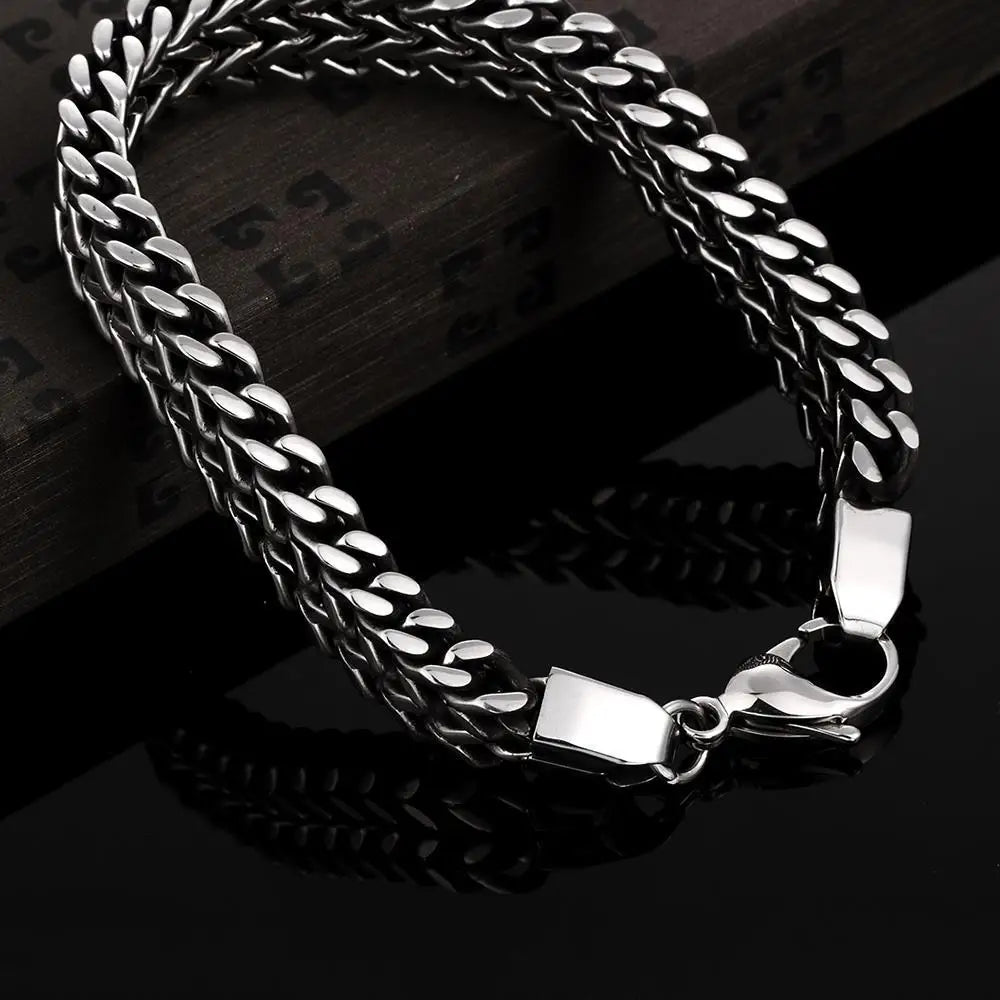 Geometric Design Men Chain & Link Bracelet With Lobster Clasp,Titanium Steel Ancient Maya