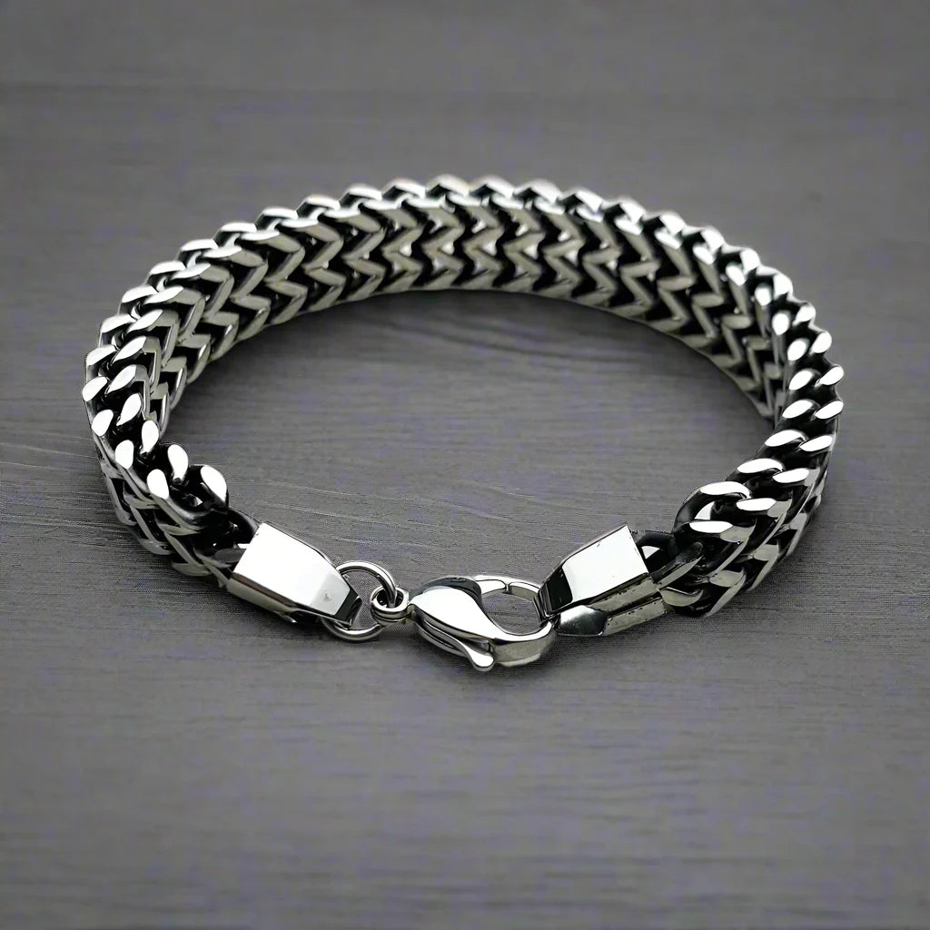 Geometric Design Men Chain & Link Bracelet With Lobster Clasp,Titanium Steel Ancient Maya