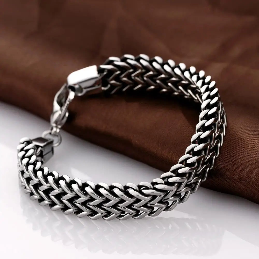 Geometric Design Men Chain & Link Bracelet With Lobster Clasp,Titanium Steel Ancient Maya