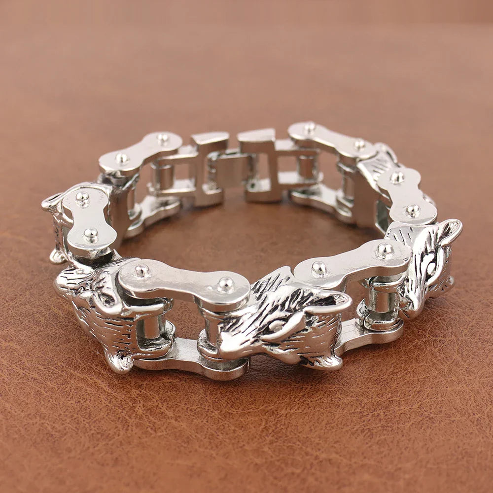 Bracelet Chaîne Homme LOUP BIKER - Style