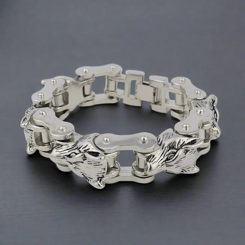 Bracelet Chaîne Homme LOUP BIKER - Style