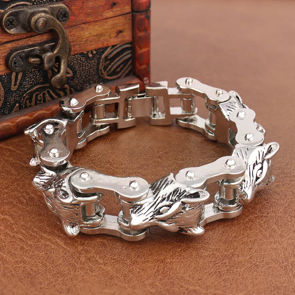 Bracelet Chaîne Homme LOUP BIKER - Style