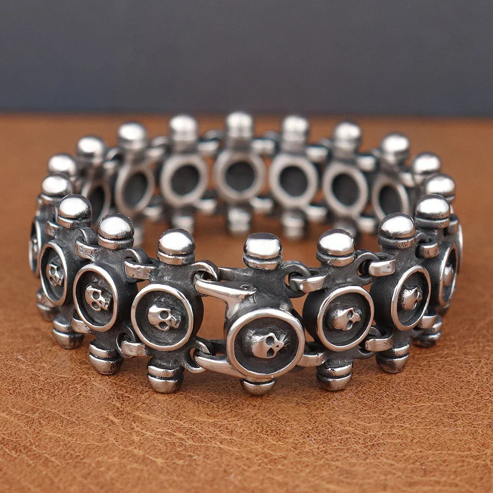 Bracelet Chaîne Moto Homme TETE DE MORT - Style