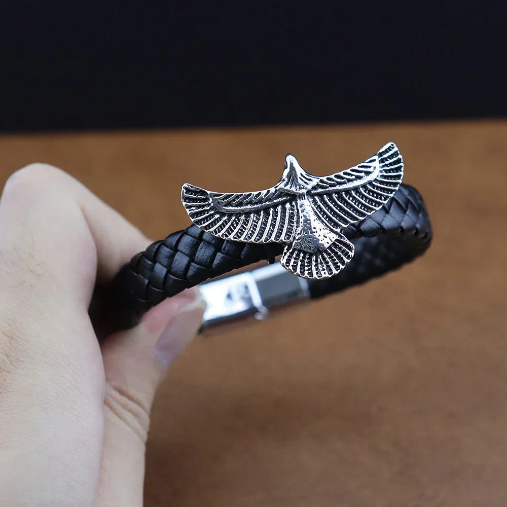 Bracelet Cuir Homme AIGLE VINTAGE - Steel color