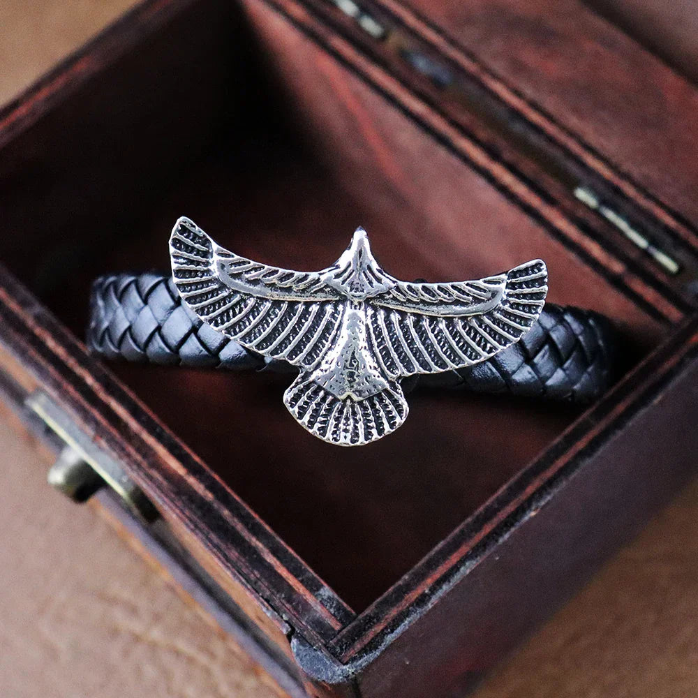 Bracelet Cuir Homme AIGLE VINTAGE - Steel color