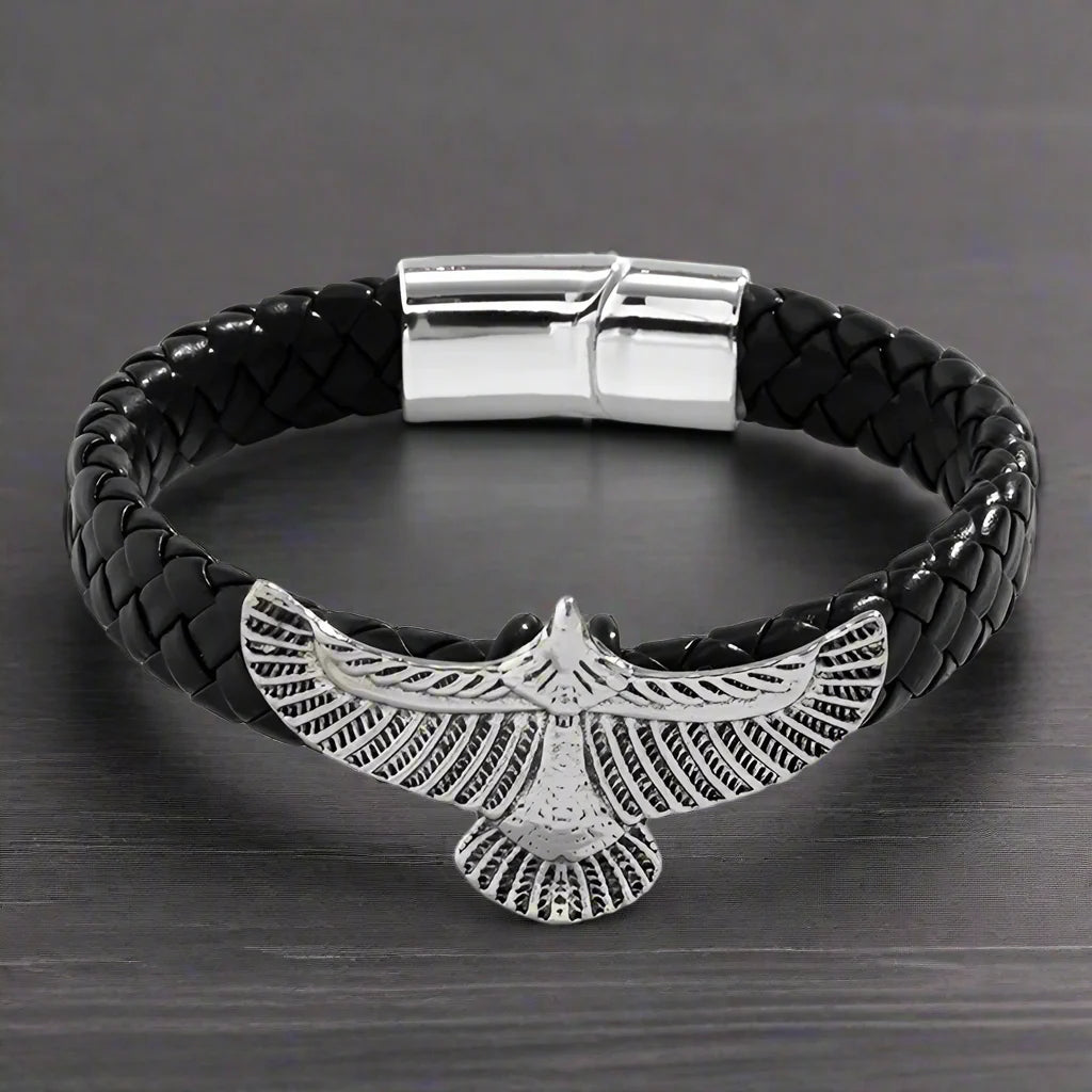 Bracelet Cuir Homme AIGLE VINTAGE - Steel color