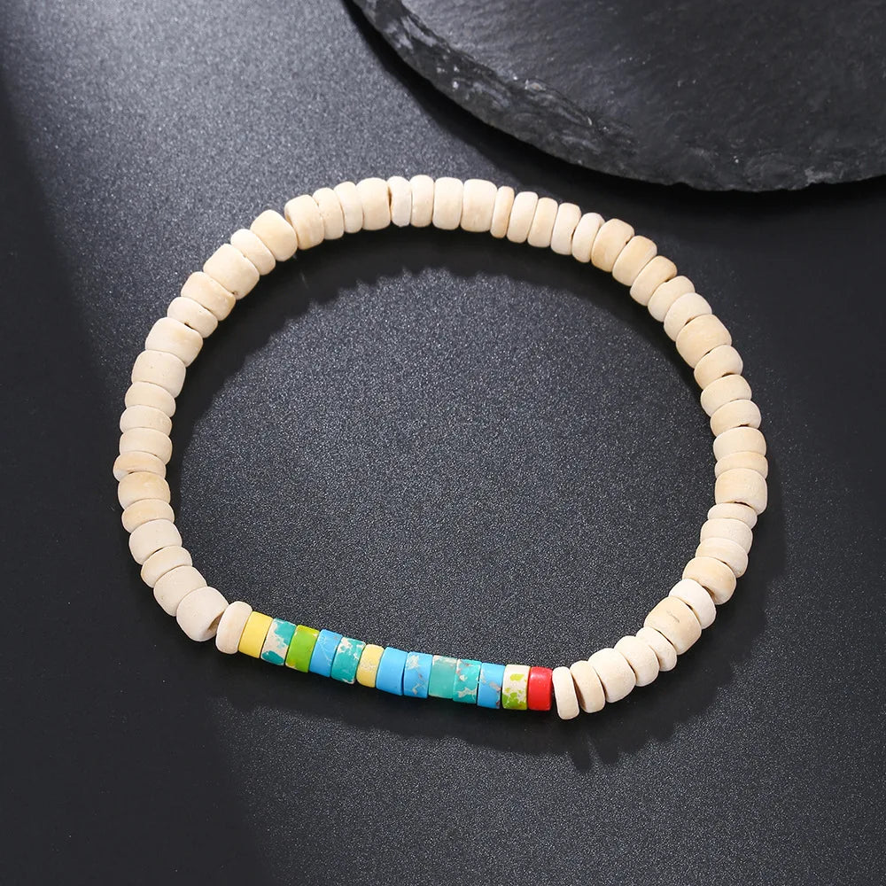 Bracelet Homme Perle BOIS COLORÉ ARTISANAL