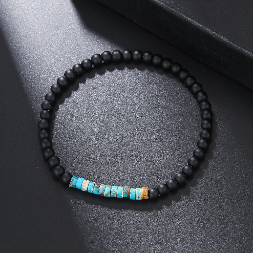Bracelet Homme Perle NOIR TURQUOISE