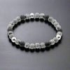 Bracelets Cross Beads & Obsidian For Rebel Men Masculine 925 Sterling Silver Jewelry - 16cm