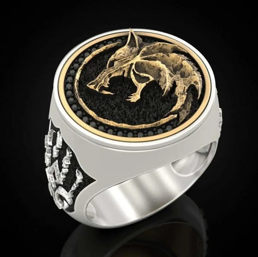 Bague Viking Griffe de Loup en Acier - Dorée / 13