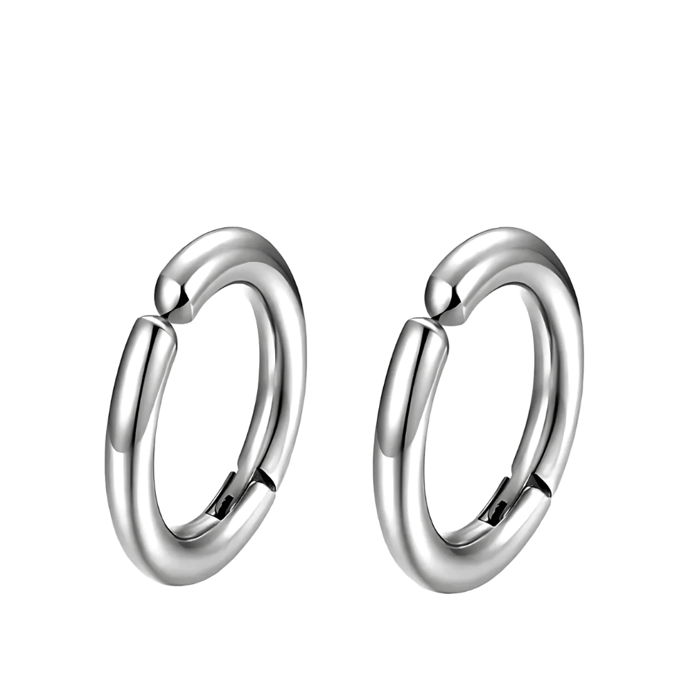 Fausse Paire de Boucles d’Oreilles Simples pour Homme - Argent