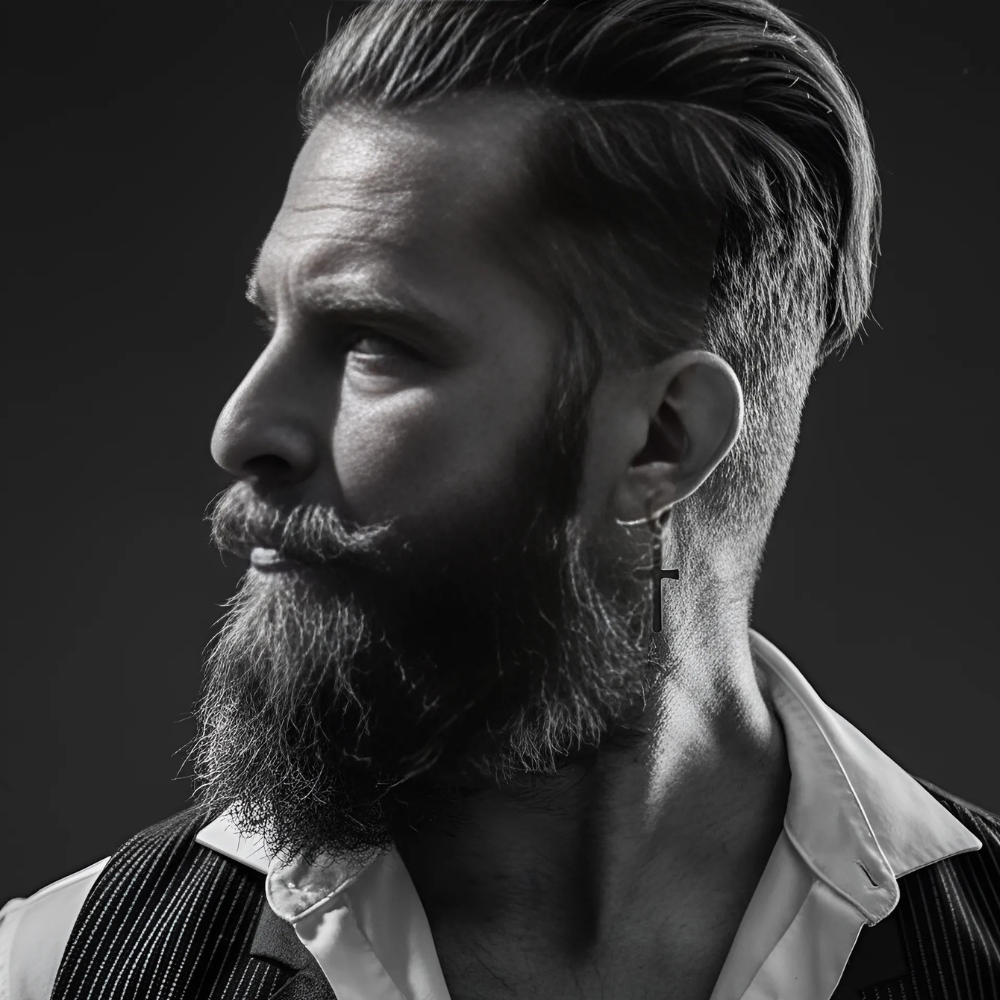 Fausses boucles d’oreilles avec CROIX en ACIER (1 pièce)