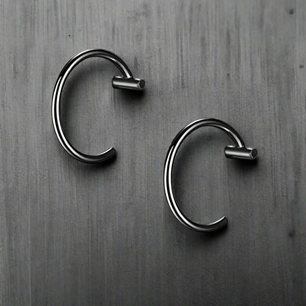 Faux Piercing Lèvre Homme ANNEAU NOIR - B black