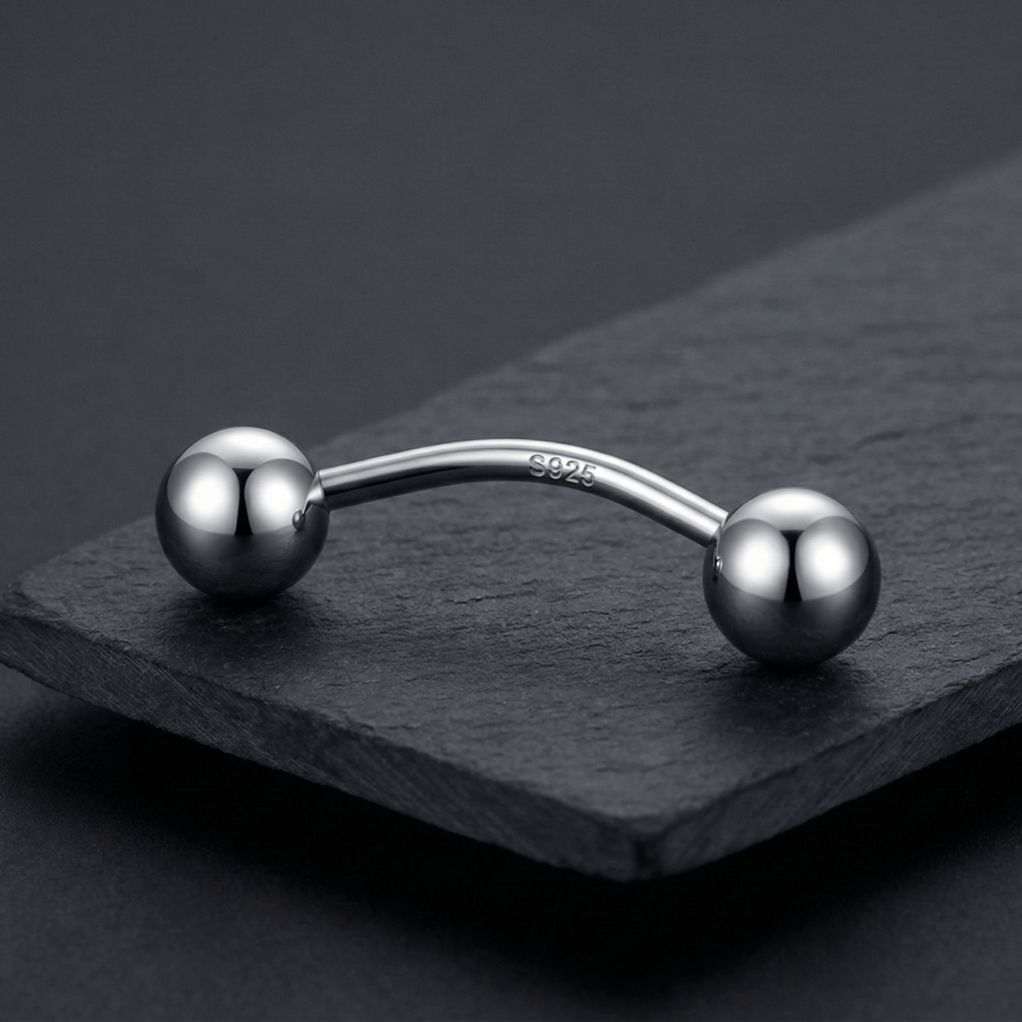 Piercing nombril en acier à boule en argent s925