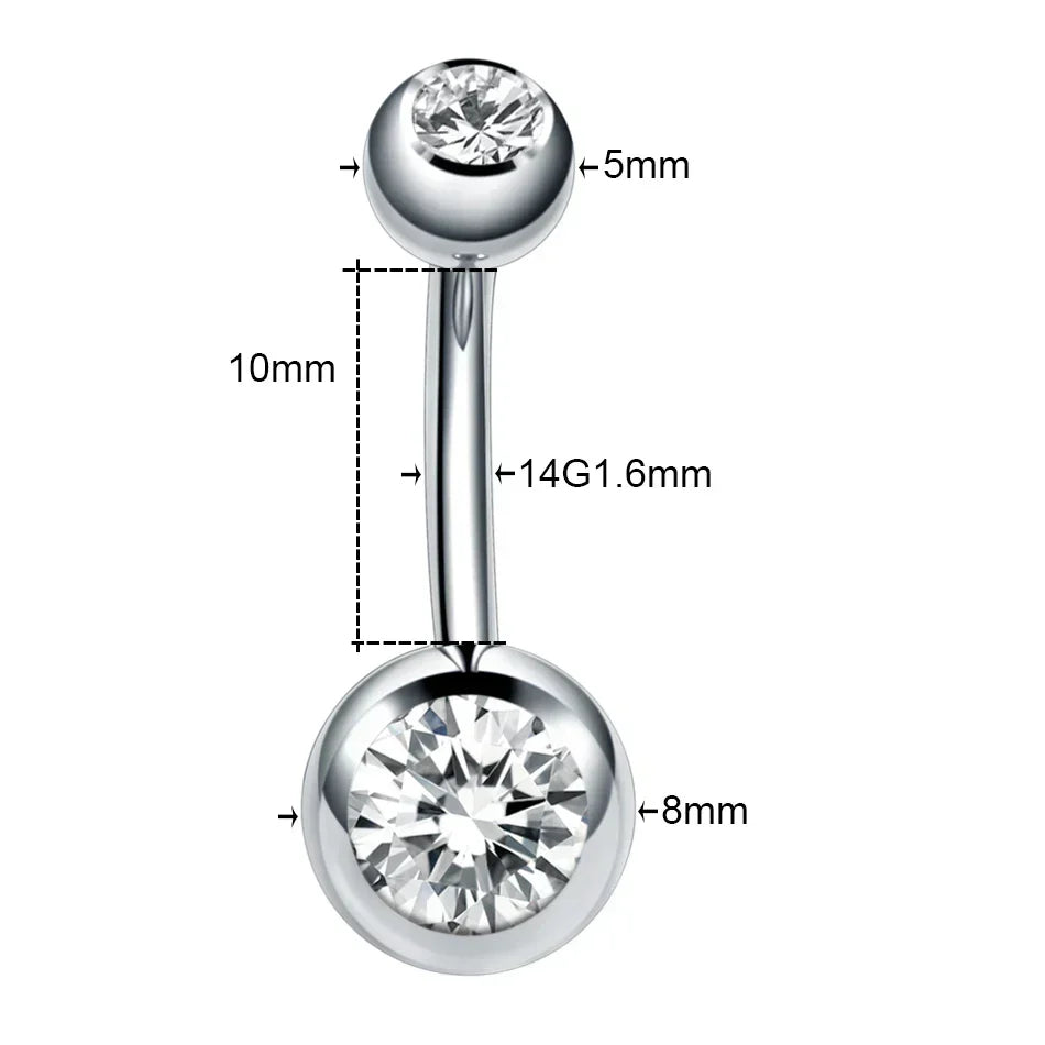 piercing nombril homme double diamant en acier