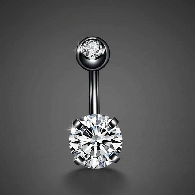 Piercing diamand double boules en acier et argenté