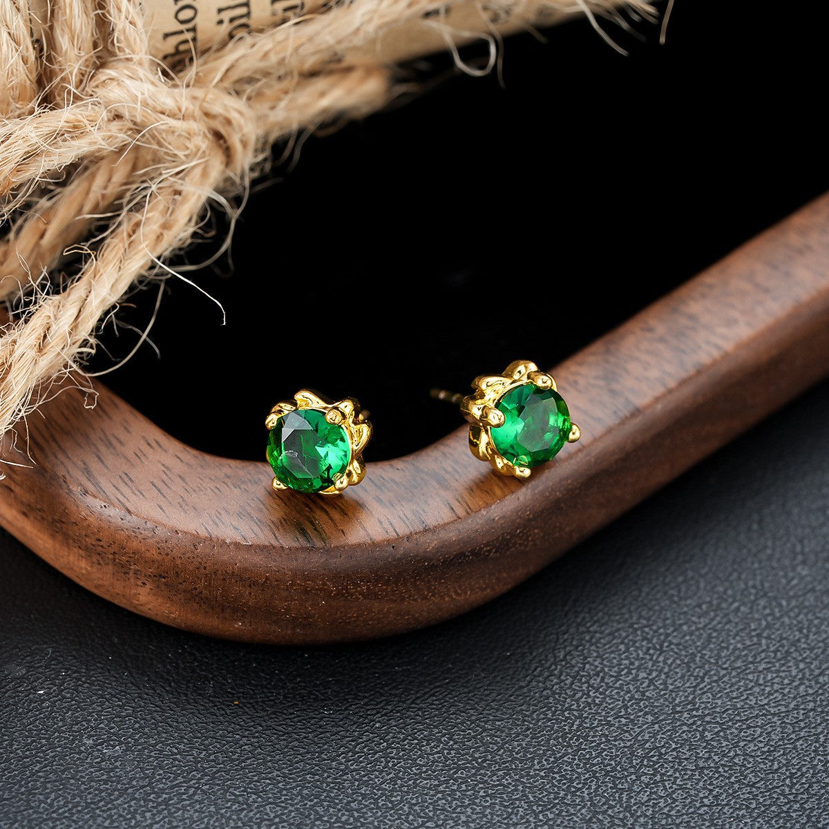 Puces d'Oreille Zircon Vert Homme (Paire)