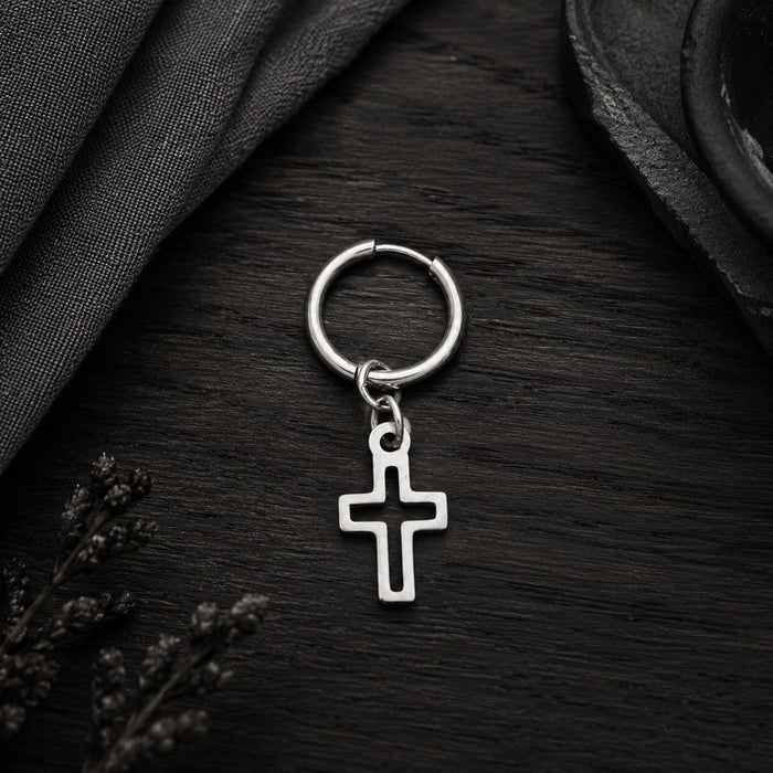 Boucles d'Oreille Homme Croix Ajoure (A l'unite)