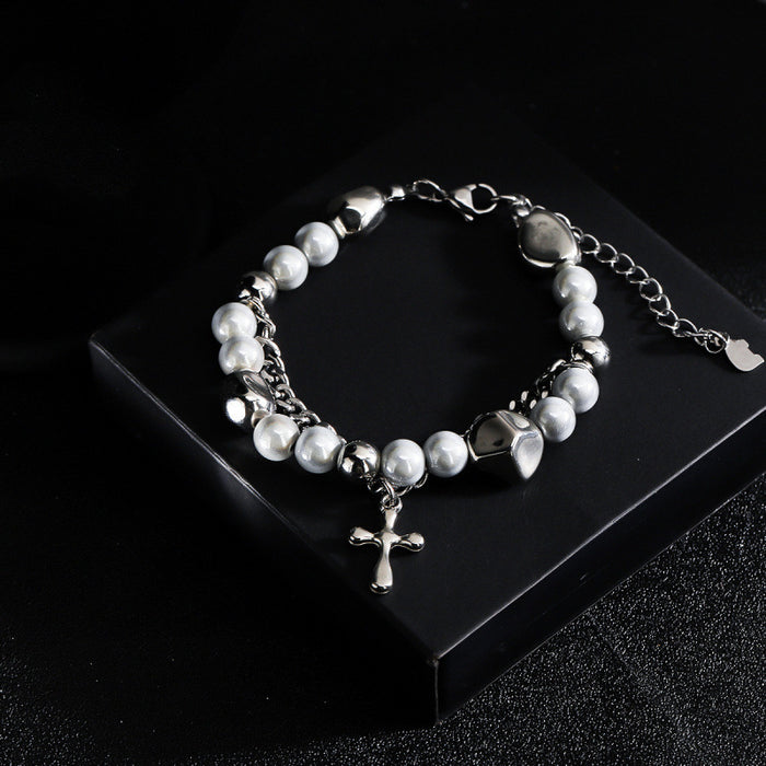 Herrenarmband Kreuz Doppelreihig