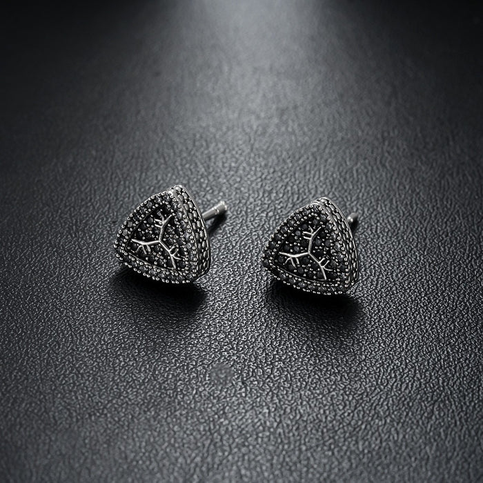 Puces d'Oreille Triangle Pave Homme (Paire)