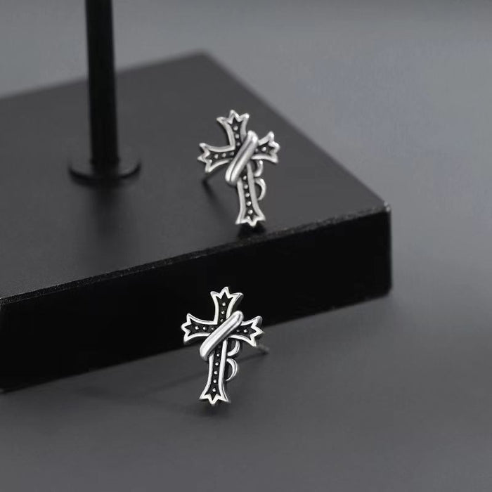 Puces d'Oreille Homme Croix Clou (Paire)