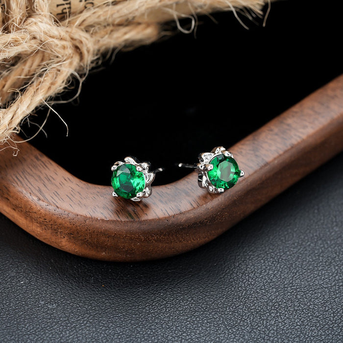 Puces d'Oreille Zircon Vert Homme (Paire)
