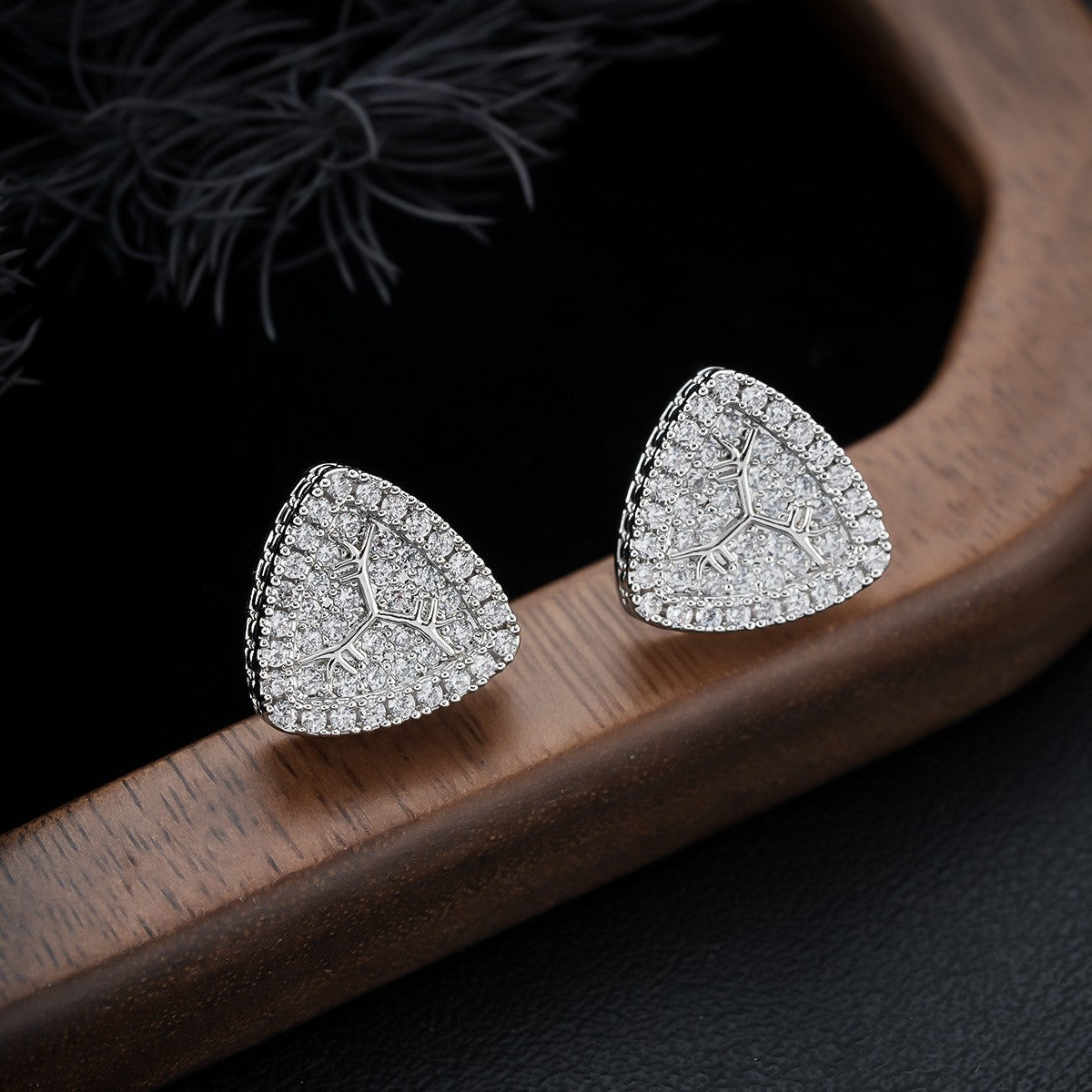 Puces d'Oreille Triangle Pave Homme (Paire)