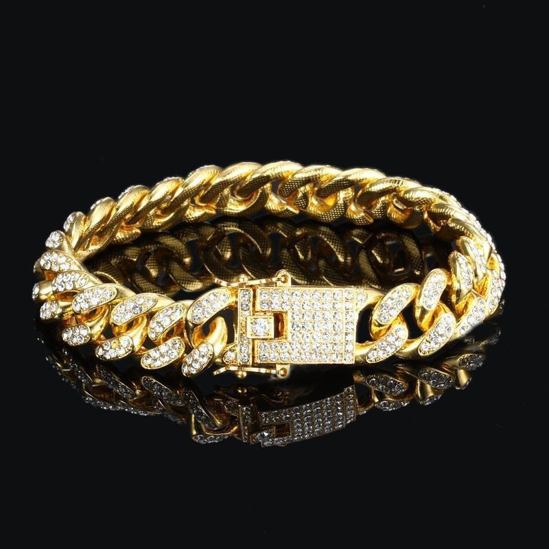 Bracelet maille cubaine dore