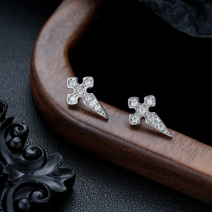 Puces d'Oreille Homme Croix Clou (Paire)