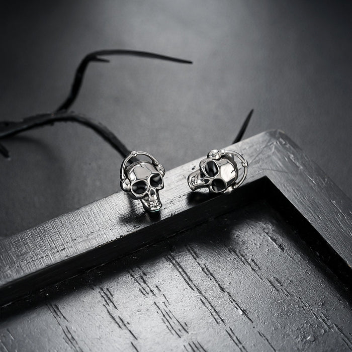 Puces d'Oreille Homme Tete de Mort Clou (Paire)