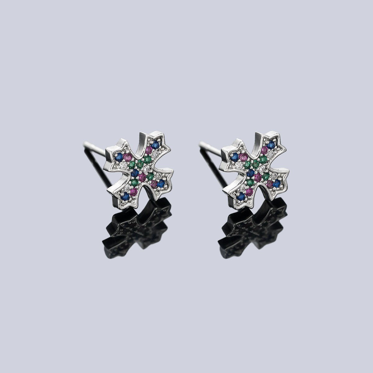 Puces d'Oreille Homme Croix Clou (Paire)