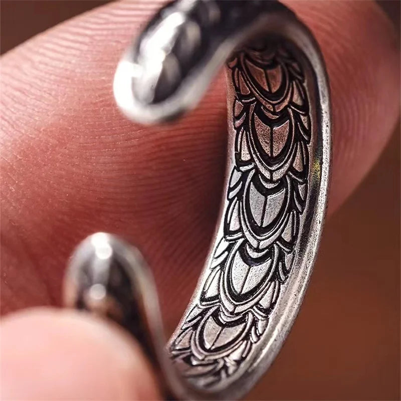 Bague Ajustable ÉCAILLES de DRAGON en Argent (925)
