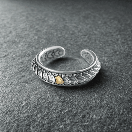 Bague Ajustable ÉCAILLES de DRAGON en Acier Inoxydable
