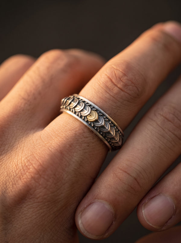 bague écaille de dragon en acier inoxydable