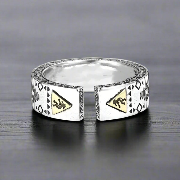 Adjustable Ring Men Tribal Amerindian Indigineous - resizable / S0084