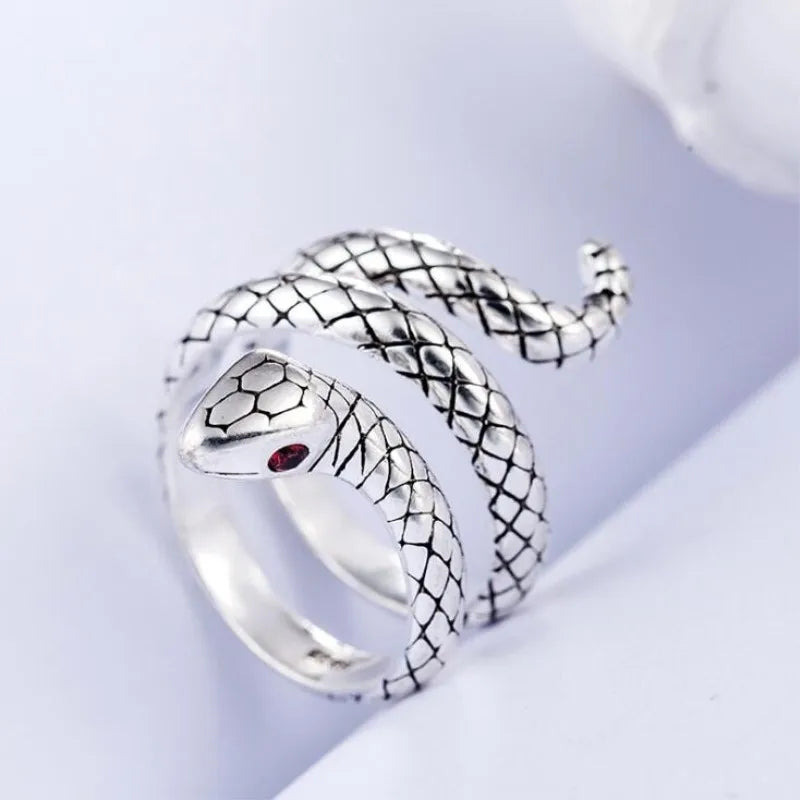 Bague Animaux Homme Argent SERPENT GRAVÉE AJUSTABLE