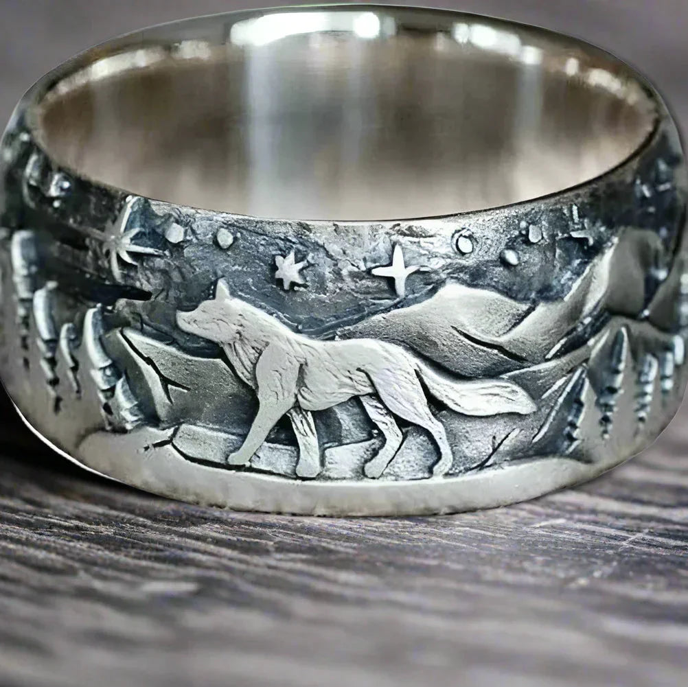 Bague Vintage Loup Acier