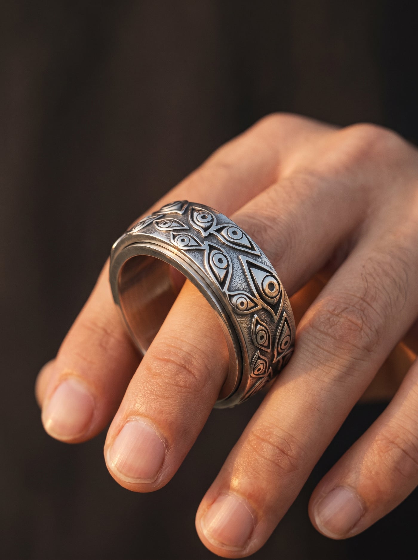 Bague Anti Stress Homme ŒIL GRAVÉ