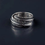 Bague ajustable en acier inoxydable plumes