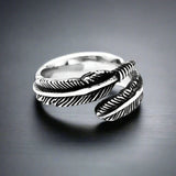 Bague ajustable en acier inoxydable plumes