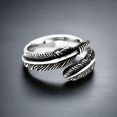 Bague Biker Acier Plume