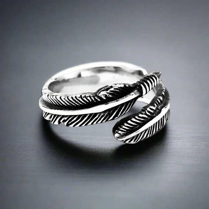 Bague Biker Acier Plume