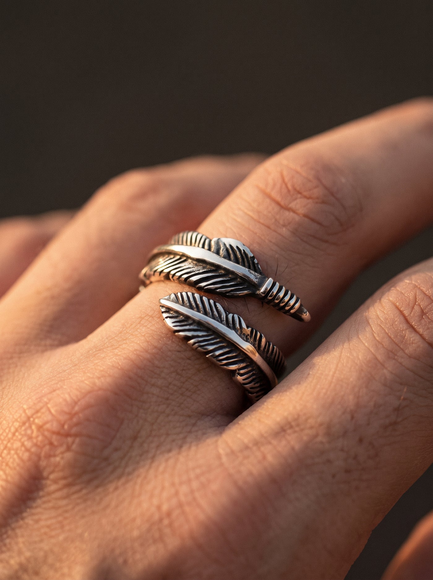 Bague Biker Acier Plume