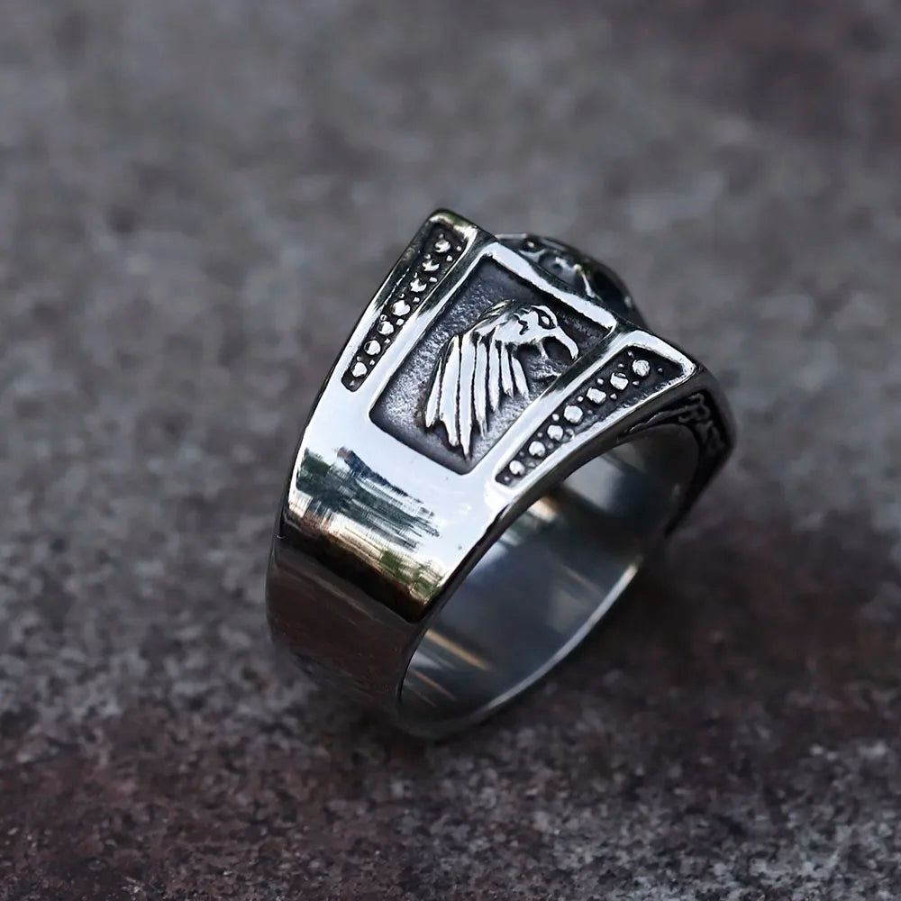 Bague Biker Homme CRANE NOIR