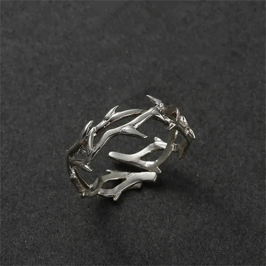 Personality Hollow Branches Ring Adjustable Men Index Finger Accessories Trendy 925 Sterling Silver Ring Male Jewelry