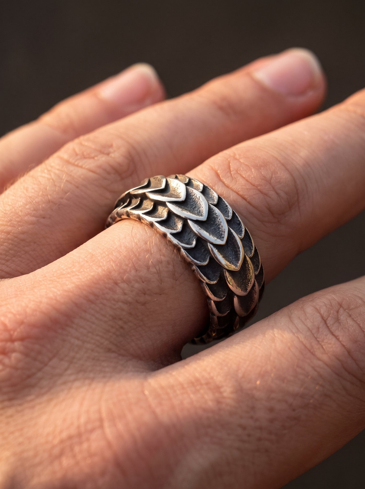 Bague Écaille de Dragon Vintage en Acier Inoxidable