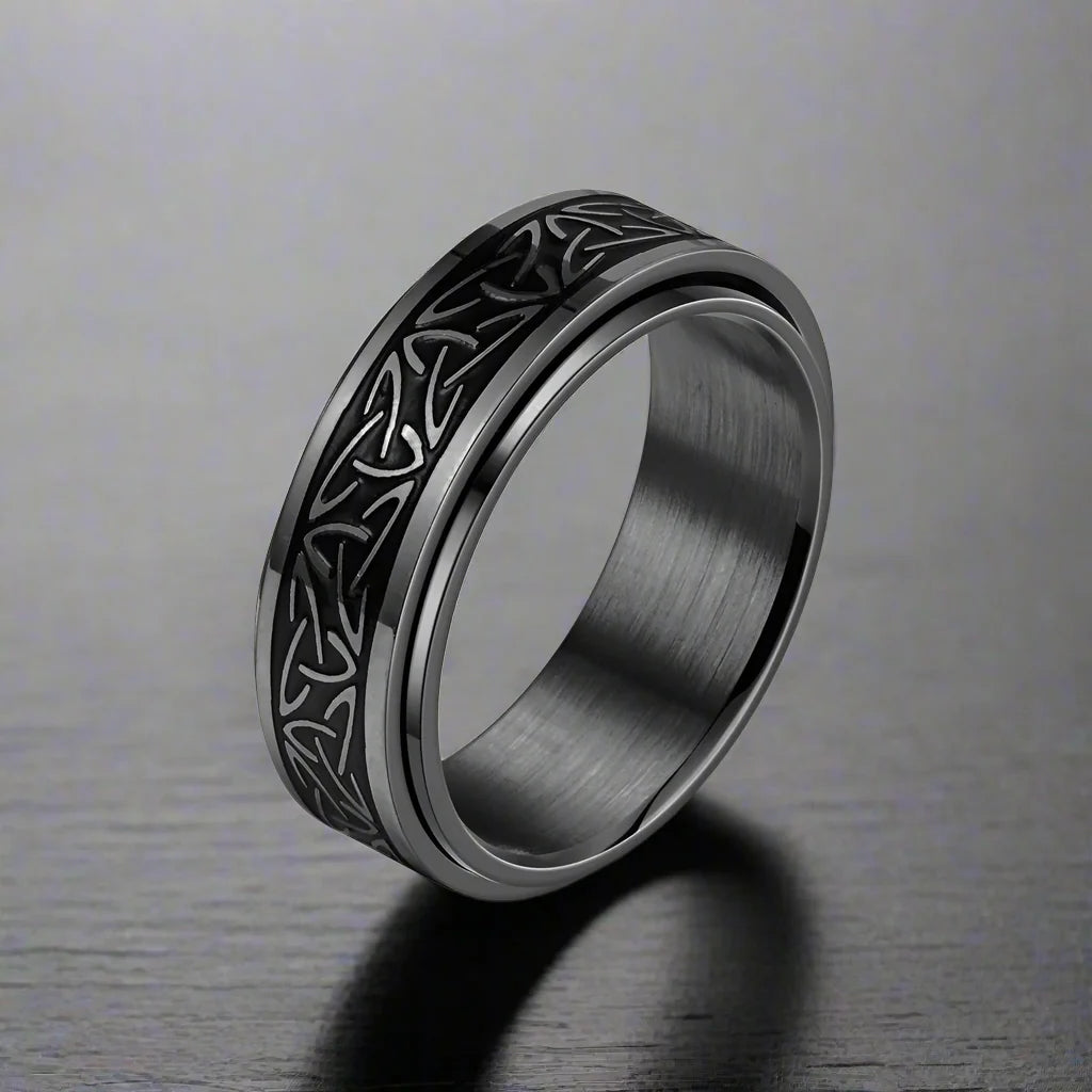 Bague Celtique Anneau Noir Tressé