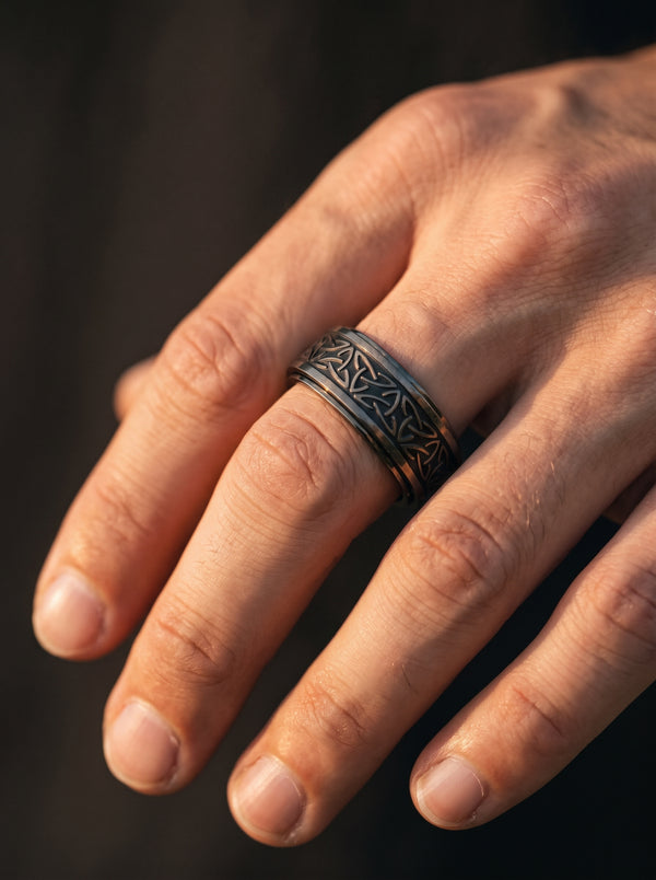 Bague Celtique Anneau Noir Tressé