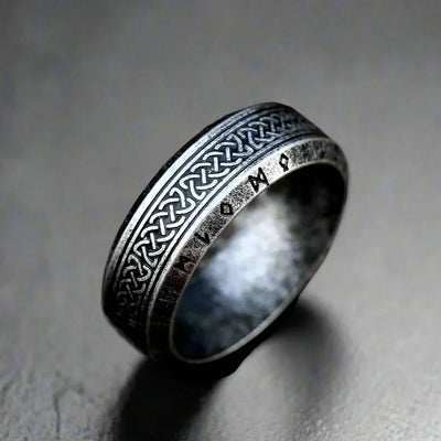 Bague Celtique Homme Acier Noir Tressée