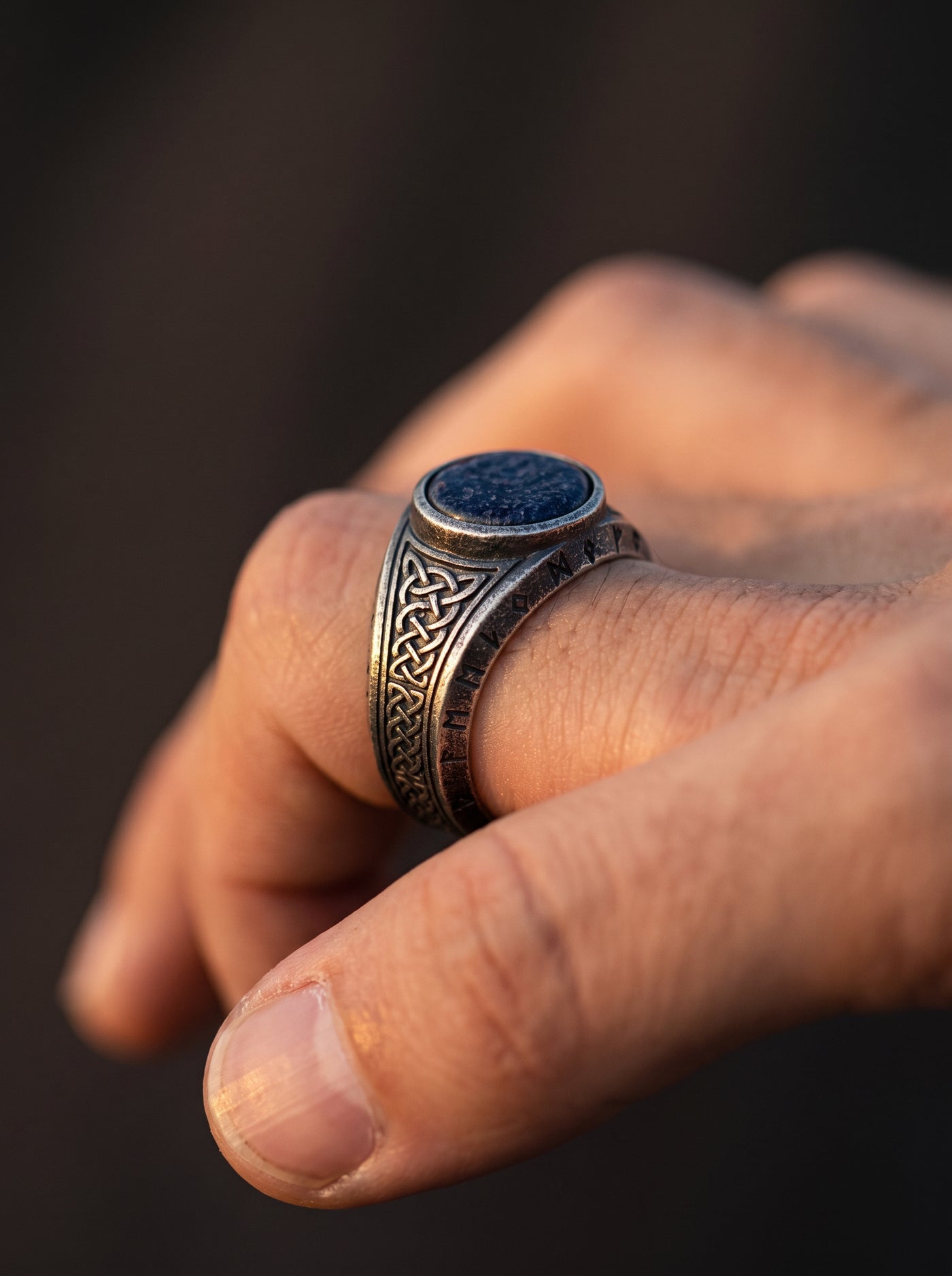 Bague Celtique Homme Acier Noir Tressée